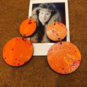 Hand painted wood earrings